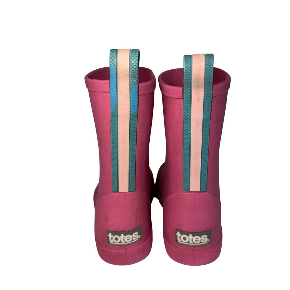 Totes Everywear Charley Girl Toddler Tall Rain Boots Pink Size 9/10 Waterproof - Picture 2 of 4